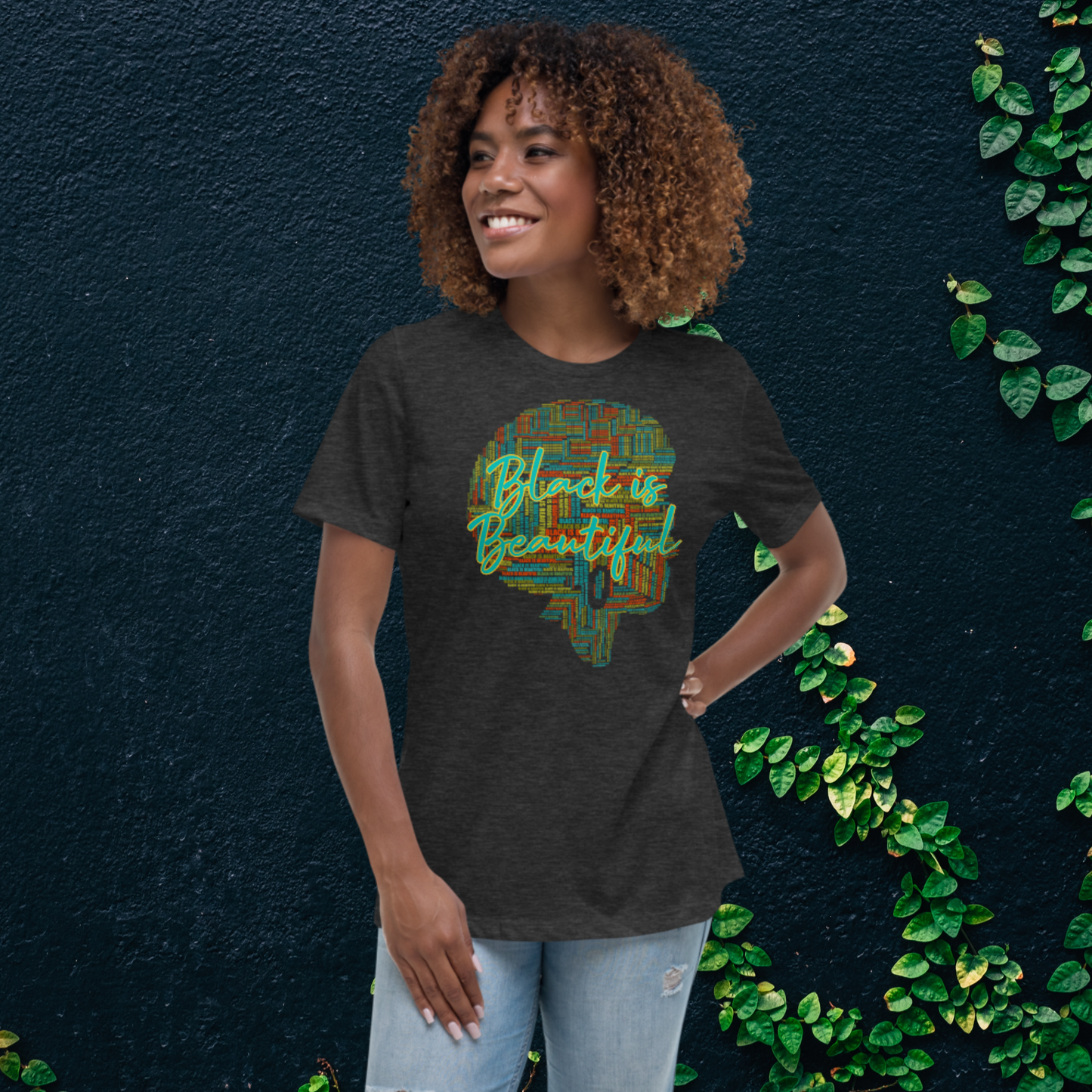 "BLACK IS BEAUTIFUL" Women's Relaxed T-Shirt (Solar Theme)