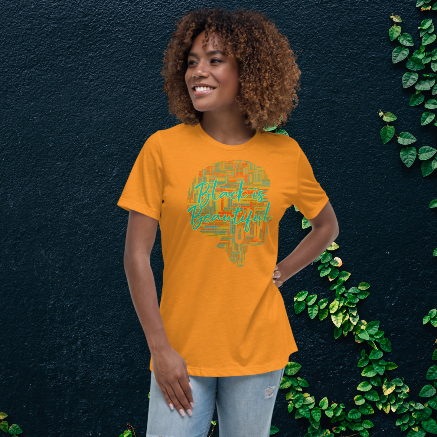 "BLACK IS BEAUTIFUL" Women's Relaxed T-Shirt (Solar Theme)