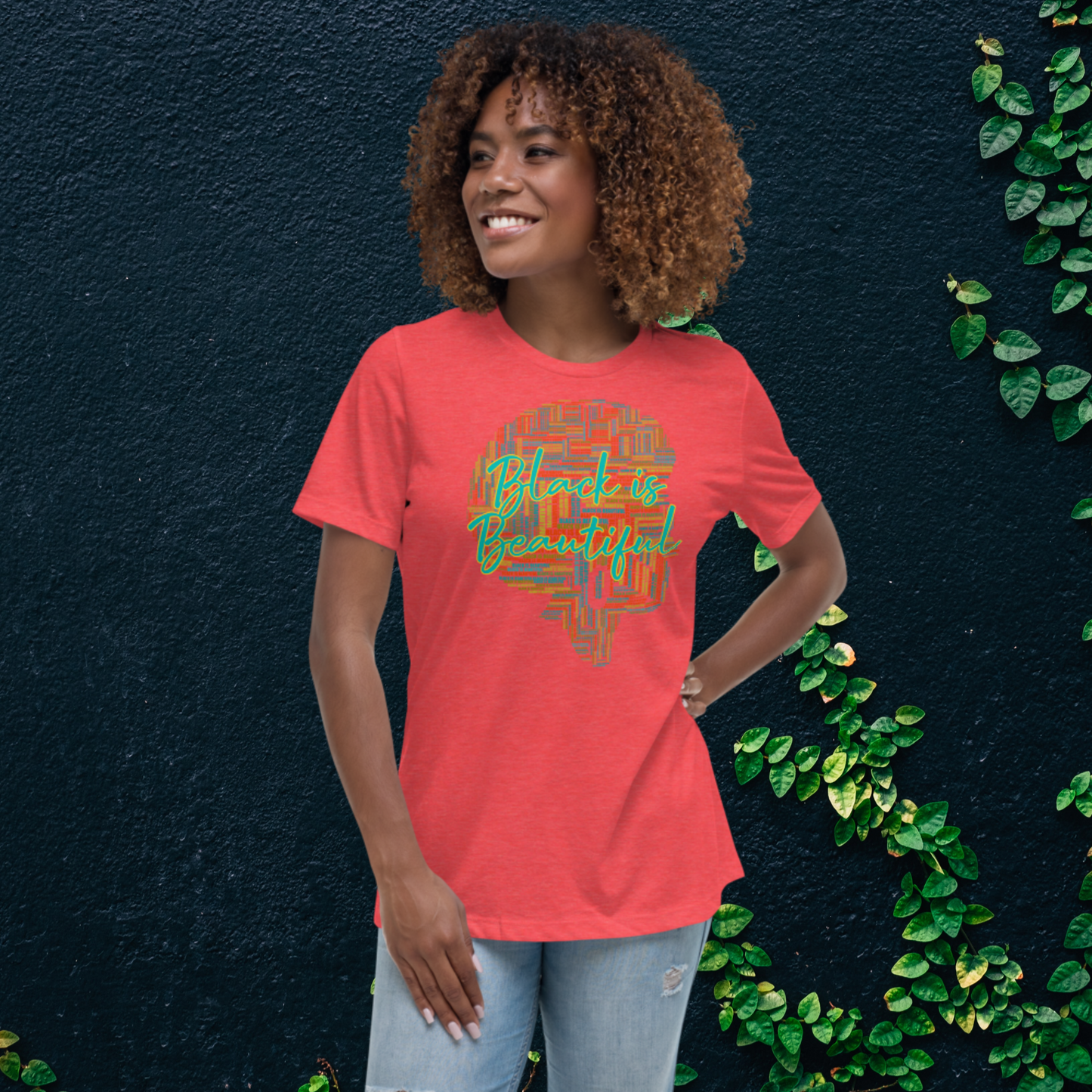 "BLACK IS BEAUTIFUL" Women's Relaxed T-Shirt (Solar Theme)