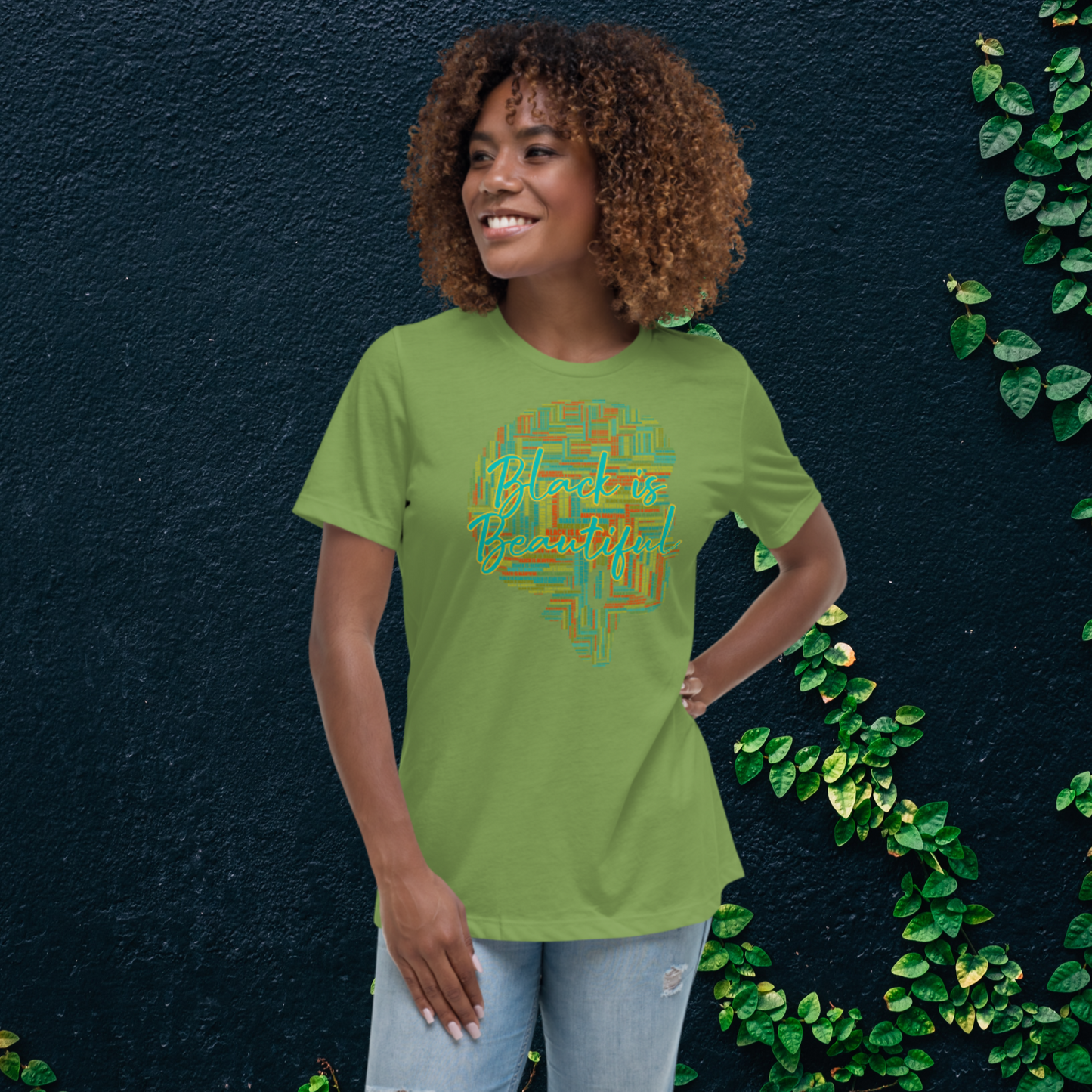 "BLACK IS BEAUTIFUL" Women's Relaxed T-Shirt (Solar Theme)