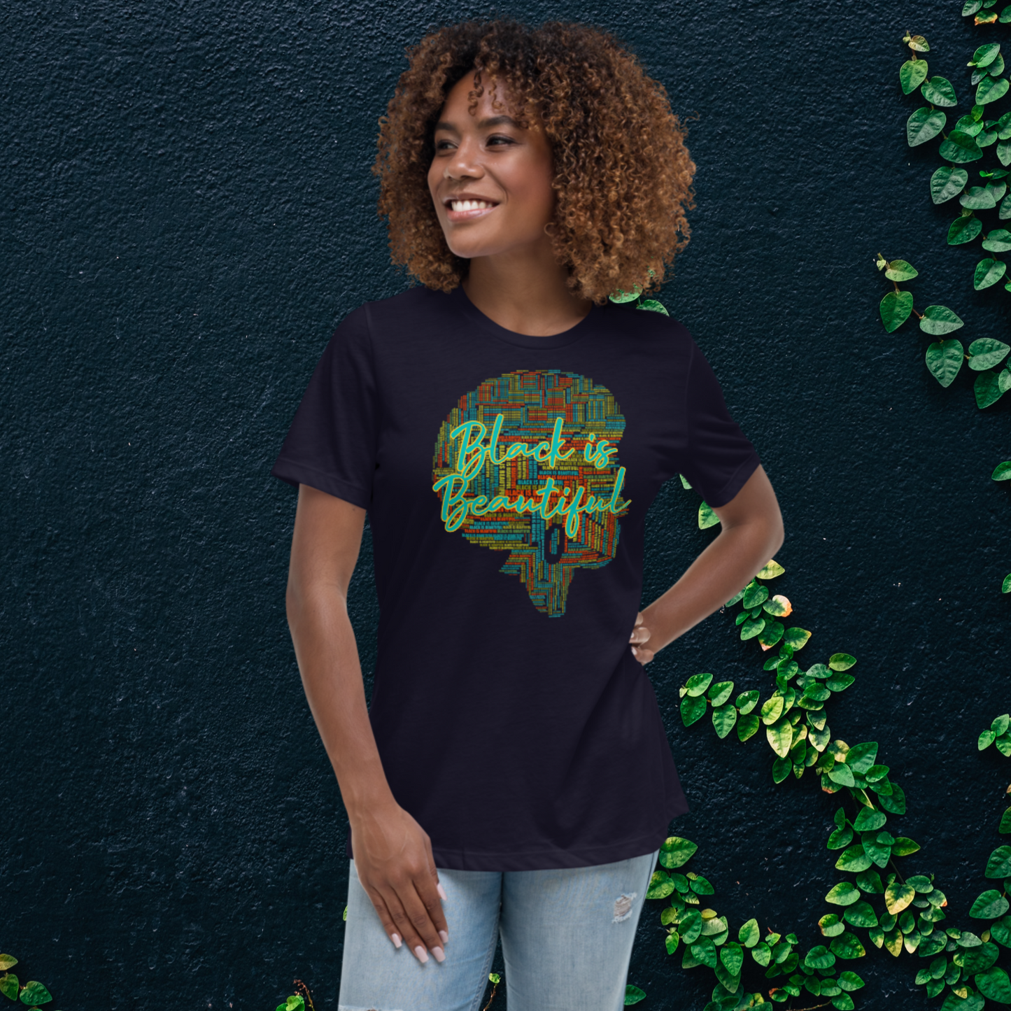 "BLACK IS BEAUTIFUL" Women's Relaxed T-Shirt (Solar Theme)