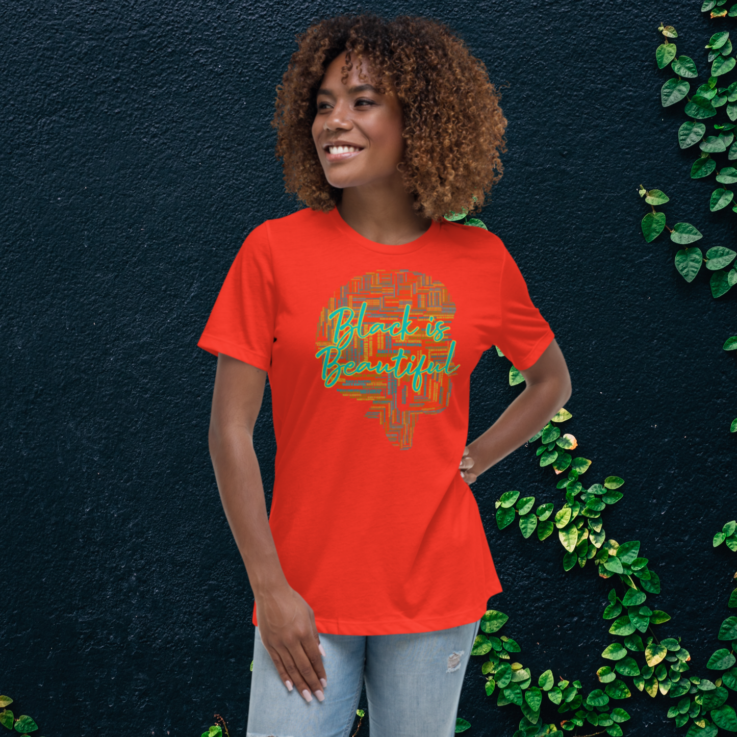 "BLACK IS BEAUTIFUL" Women's Relaxed T-Shirt (Solar Theme)